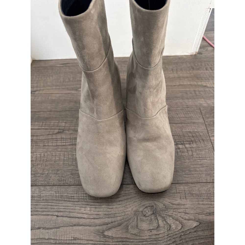 Kenneth Cole New York Womens Taupe Suede Square Toe Block Heel Ankle Boots 8M